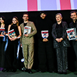 Nagroda im. Zbyszka Cybulskiego 2024. Michalina Olszańska, Sandra Drzymalska, Jędrzej Hycnar, Julian Świeżewski, Krystyna Janda, Piotr Głowacki. Fot. Katarzyna Rainka